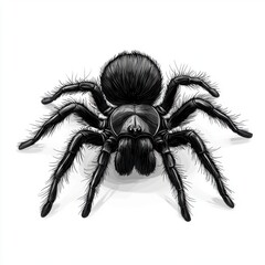 Obraz premium Realistic Illustration of a Black Spider with Detailed Features and Textures on a White Background