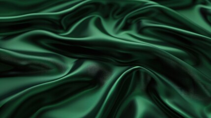 Obraz premium Emerald Green Silk Drapery: Luxurious Texture and Deep Color
