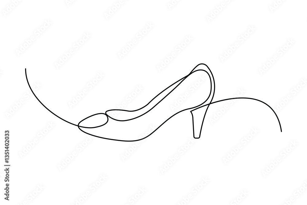 Poster continuous single line drawing of shoe outline vector art design