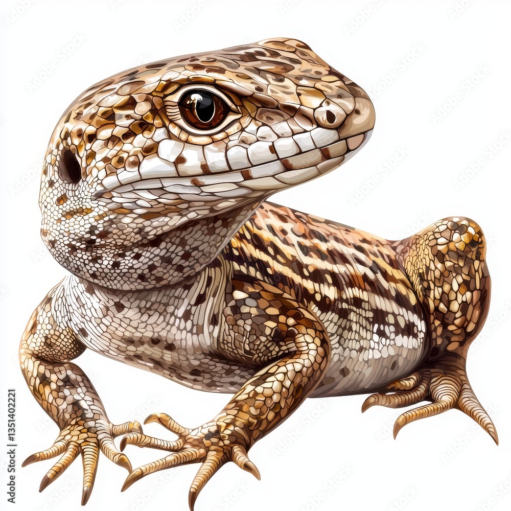 Poster close-up view of a colorful lizard with intricate patterns in natural habitat