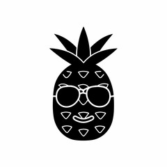 creative details Pineapple Wearing Sunglasses Icon vector illustration