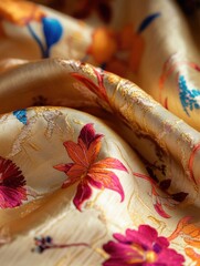 Fototapeta premium Close-up of a textile with floral pattern