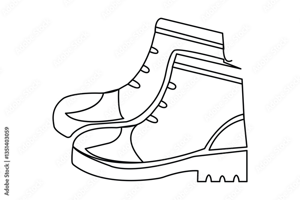 Poster continuous single line drawing of shoe outline vector art design