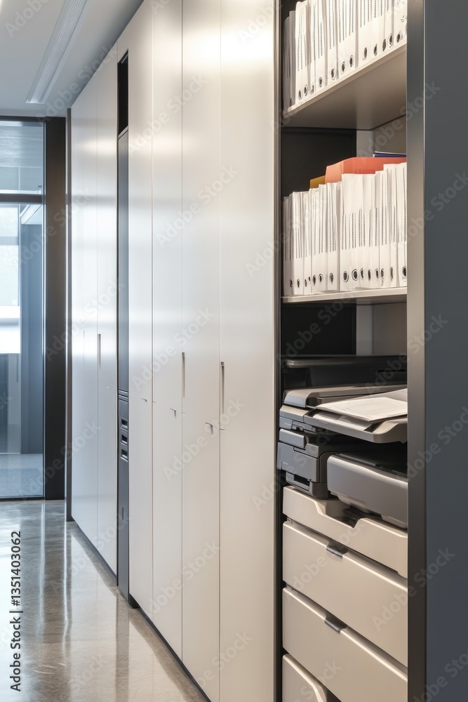 Aufkleber a room filled with files and documents stored on shelves, ideal for use in office or business settin