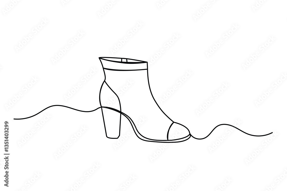 Poster continuous single line drawing of shoe outline vector art design