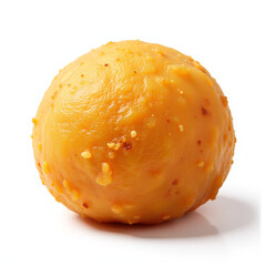 Indian sweets laddu, golden round dessert, traditional mithai, isolated transparent background