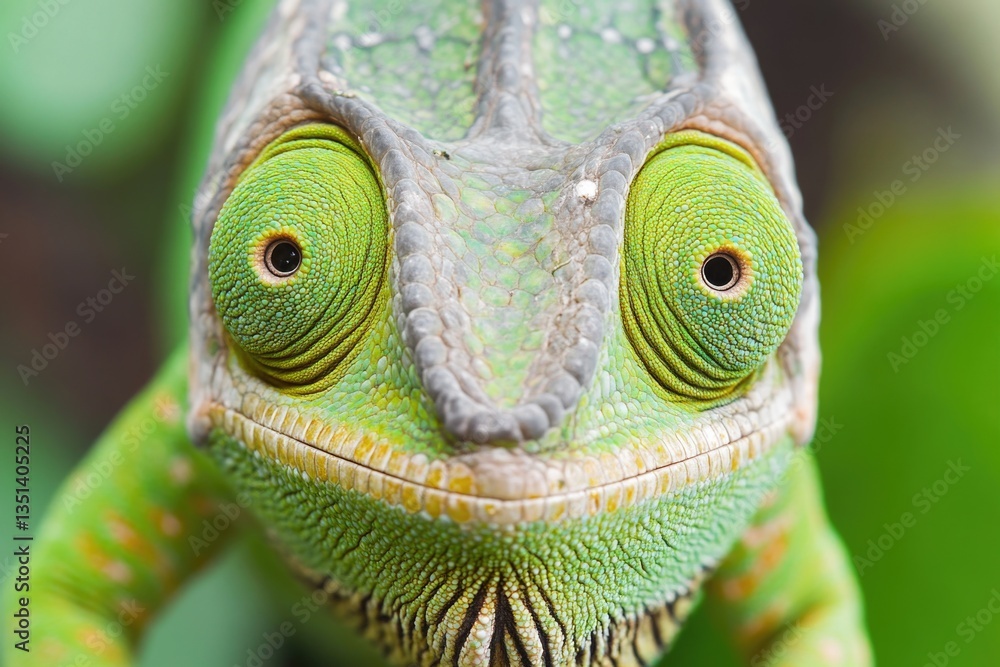 Poster a close-up view of a chameleon's face, showcasing its unique features