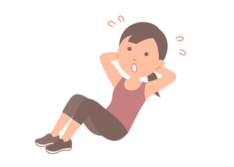 腹筋運動で体を鍛える若い女性