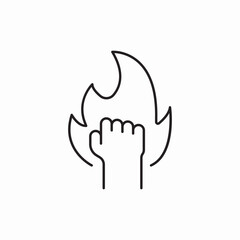 Hand fire energy motivation icon vector sign
