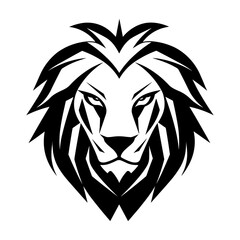 Detailed black and white illustration of a lion head, perfect for graphic design and wildlife projects.