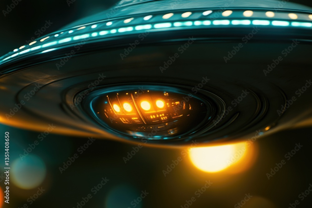 Aufkleber a close-up shot of a light on a spaceship, possibly used for sci-fi or futuristic concepts