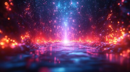 Glowing path, cosmic energy, futuristic scene, abstract background, digital art