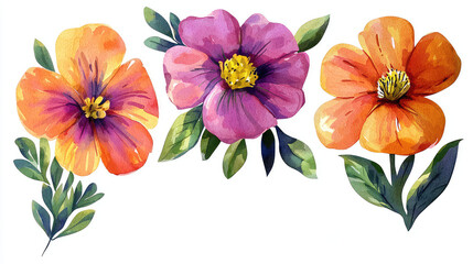 Vibrant Watercolor Flowers: A Botanical Art Print
