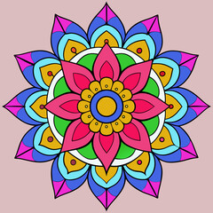 intricate mandala design featuring geometric and floral details arranged in circular rings
