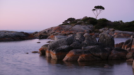 Twilight on a rocky coast