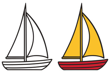 Simple Sailboat Illustration Coloring Page Boat Summer Nautical Theme Kids Activity