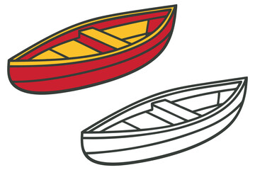 Two Simple Rowboats One Red and One White Illustration