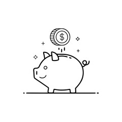 piggy bank vector illustration. Piggy Bank Saving Money Line Art Illustration