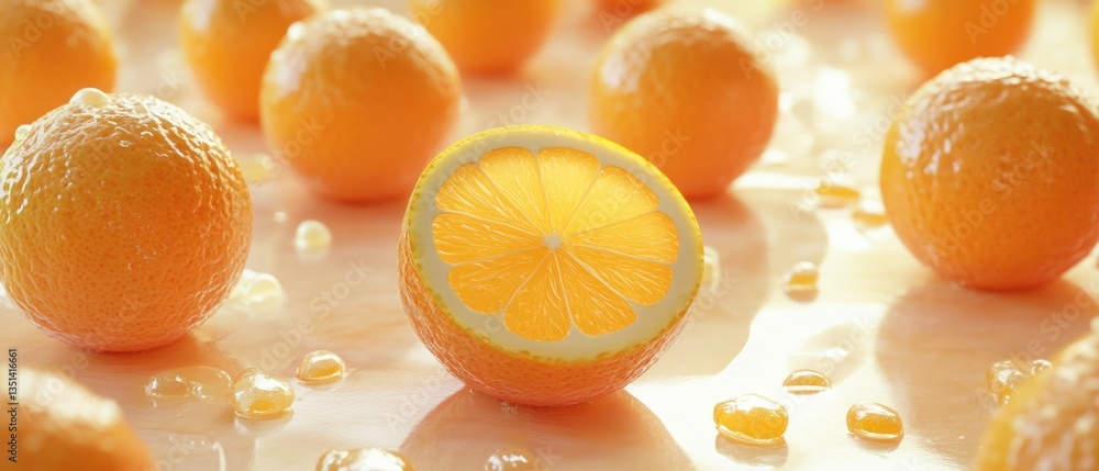 Poster a group of oranges sit on a table, ready to be enjoyed
