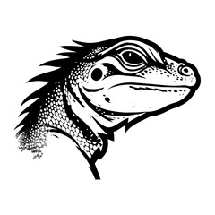 A sharp and detailed silhouette of a lizard's head, capturing its reptilian features such as scales, eyes, and jawline. Perfect for wildlife illustrations, reptile logos, nature-themed designs