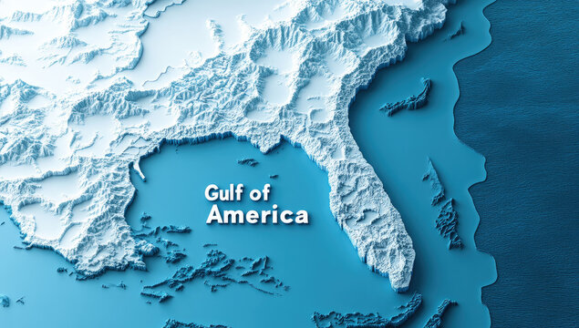 Stunning 3D Relief Map of the Gulf of America Detailed Coastal Topography