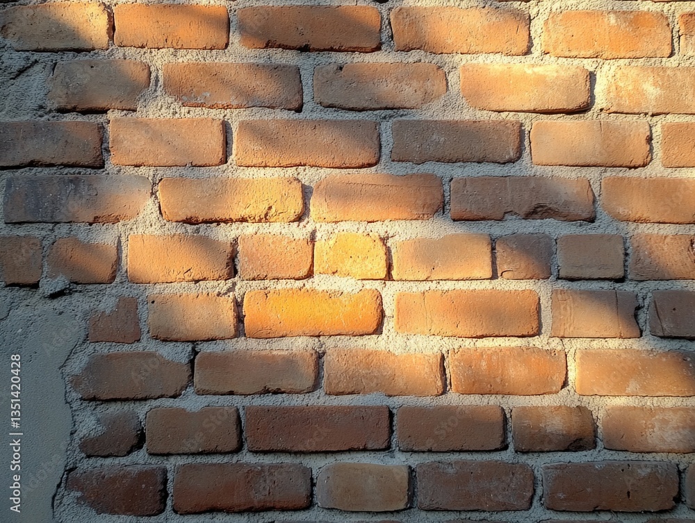 Poster a brick wall with a tree's shadow falling across it