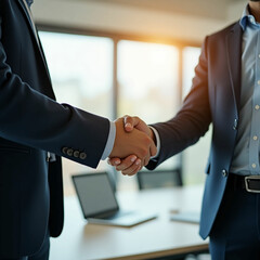 businessmen handshake after a good deal.
