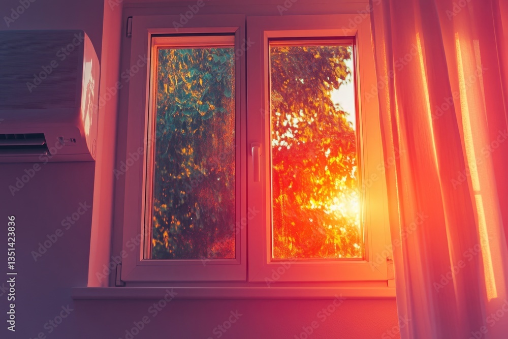 Poster a window with natural light pouring in, suitable for interior design or architecture concepts