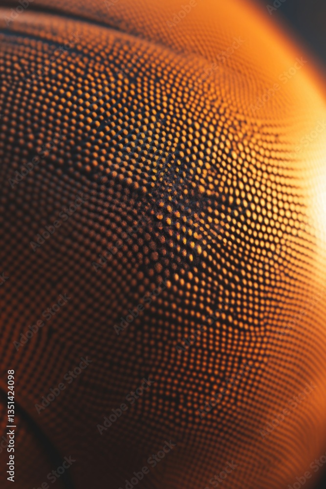 Poster a close-up view of a basketball ball with detailed texture and stitching