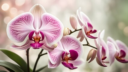 Close-up a beautiful pink white phalaenopsis orchid bloom.
