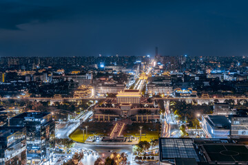 High Angle Night View of Yongning Gate City Wall in Xi'an,  Shaanxi Province, China