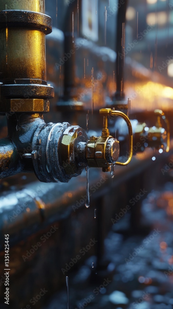 Poster A close-up view of several interconnected pipe joints