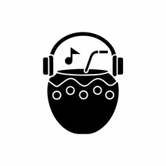 creative details A Coconut with Headphones Listening to Music Icon vector illustration