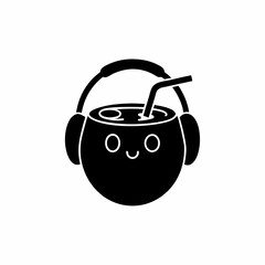 creative details A Coconut with Headphones Listening to Music Icon vector illustration