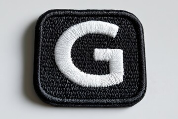 Black and White Letter G Embroidered Patch white background
