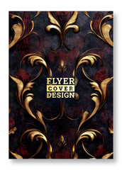 Dark luxury golden floral Brochure cover template design, Luxury invitation card background, floral texture, luxury art, Hand drawn texture design, invitation, abstract background, cover template