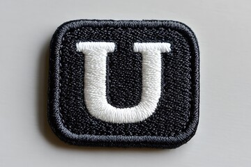 Black and White Letter U Embroidered Patch white background