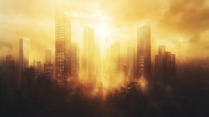 Fototapeta premium A Dramatic View Of Tall Buildings In A Cityscape