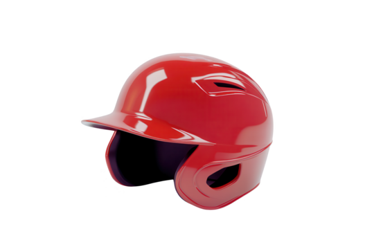 Red Baseball Batting Helmet, Isolated PNG with Transparency