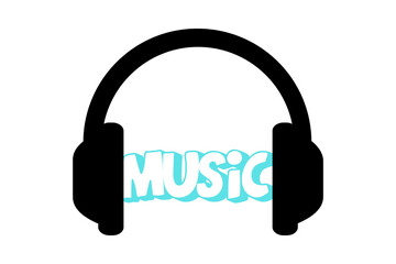 Headphone with music letters