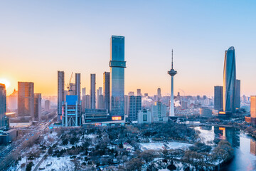 High Angle View of TV Tower and Youth Park City Skyline in Shenyang, Liaoning Province, China