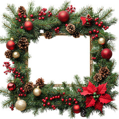 festive holiday wreath isolated on transparent background