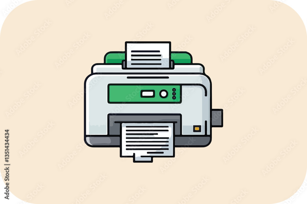 Poster printer icon on square internet button