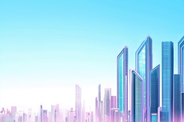 Obraz premium Futuristic Cityscape with Skyscrapers and Blue Sky