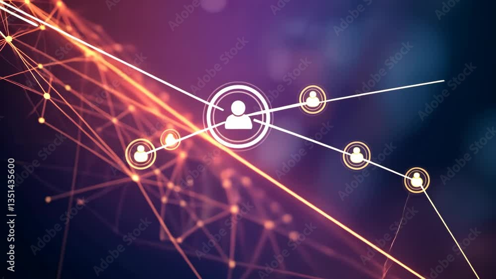 Poster The visuals depict interconnected nodes representing business relationships and technological networks, showcasing the merging of internet, automotive engineering, and AI innovations.