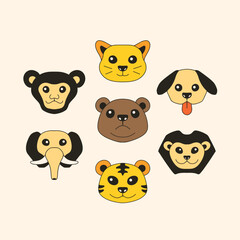 Animal head icon flat 