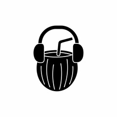 creative details A Coconut with Headphones Listening to Music Icon vector illustration