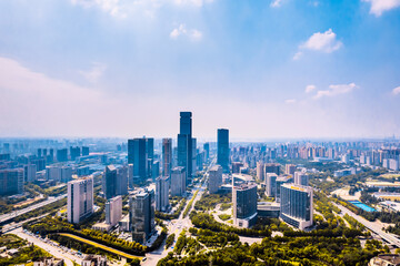 Obraz premium High Angle View of the High tech CBD City Skyline in Xi'an, Shaanxi Province, China