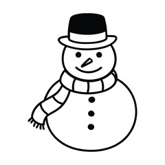 Snowman with a scarf and hat vector illustration