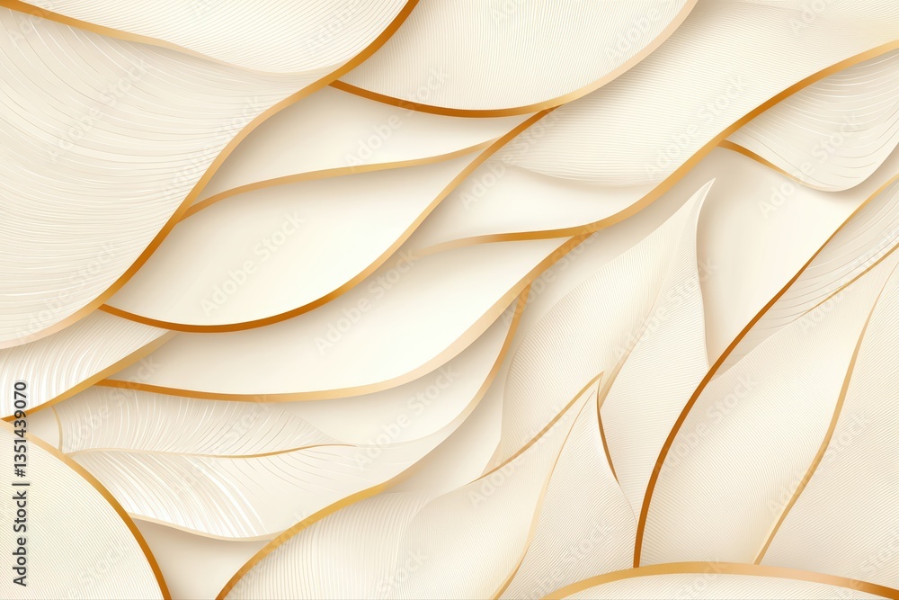 Aufkleber smooth abstract waves with soft cream tones and lines